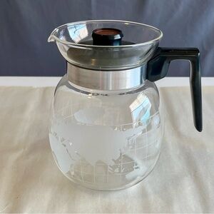 Vintage 1970s Nestle Nescafe World Globe Glass Carafe Coffee Pot With lid